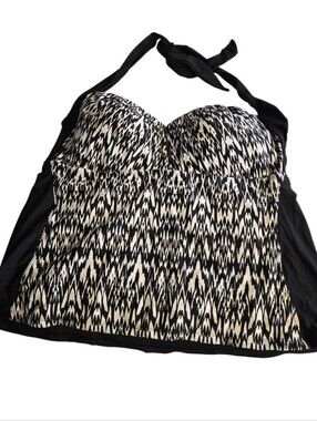 Catalina Black and White Halter Swim Top. Size XL.